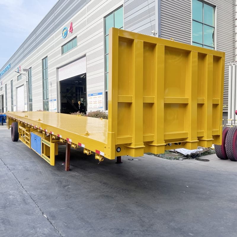 Reman Heavy Duty Flatbed Trailer with Front Wall 1 3 axle flatbed trailer woth front board